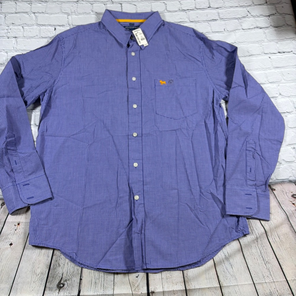 Aeropostale Mens Slim Fit Purple Gingham Cotton Button Down Shirt Large NWT